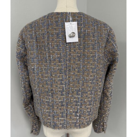 $148 Lucy Paris Tweed Blazer in Brown and Blue NWT - Picture 3 of 11